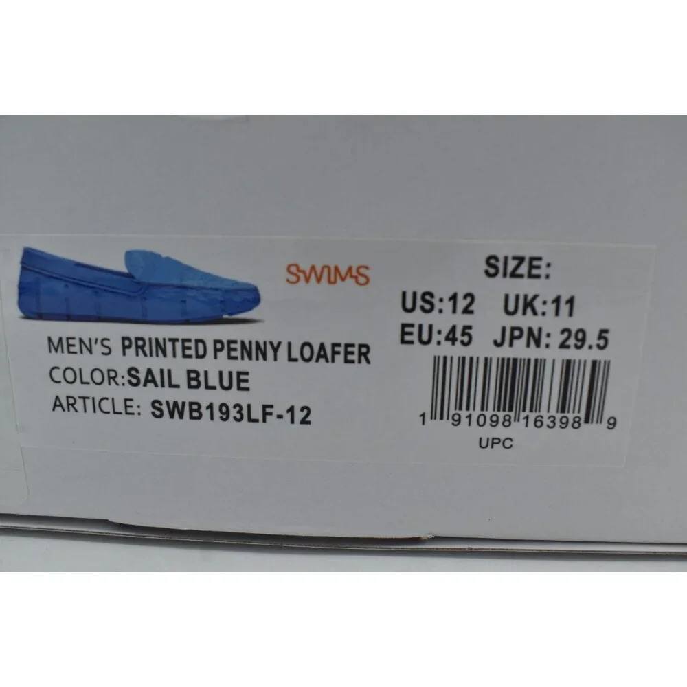 SWIMS Mens Size 12 Sail Blue Printed Penny‎ Loafers Slip On Shoes
